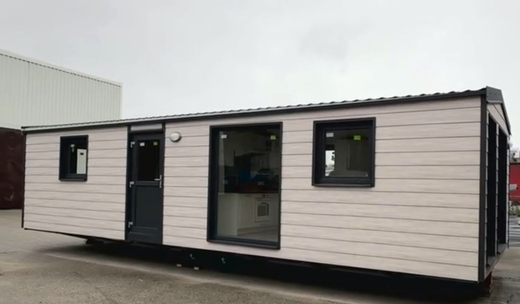 Mobilheim Super Arktik – čelný pohľad na moderný mobilný dom