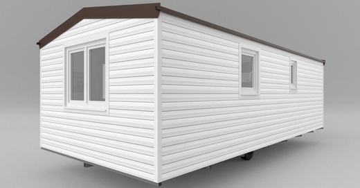 Super Arktik Economy mobilheim – elegantná biela fasáda