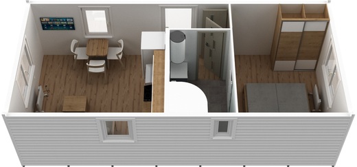 Mobilný dom Economy – 2 izby so zariadenou kuchyňou a kúpeľňou