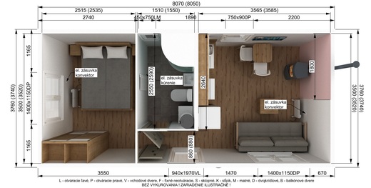 Interiér mobilného domu Super Arktik ECONOMY 8x4 m –