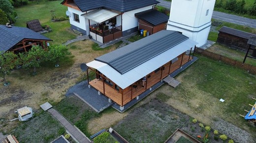Mobilný dom Super Arktik terasa – letecký pohľad