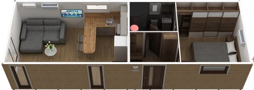 Vizualizácia mobilného domu Super Arktik 12×4 m | Moderný dizajn